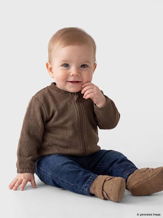 LCW baby Kahverengi Erkek Bebek Fermuarlı Sweatshirt