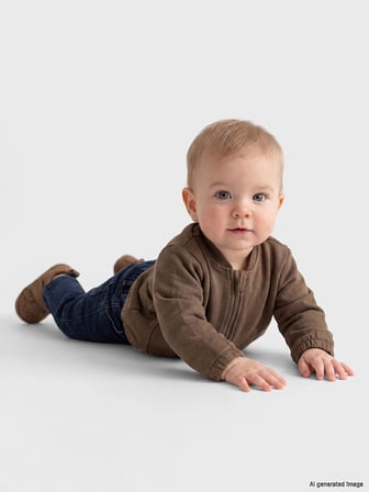 LCW baby Kahverengi Erkek Bebek Fermuarlı Sweatshirt