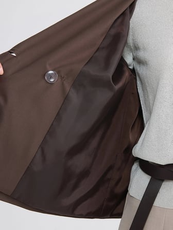 LCWAIKIKI Classic Kahverengi Kruvaze Yaka Oversize Kadın Trençkot
