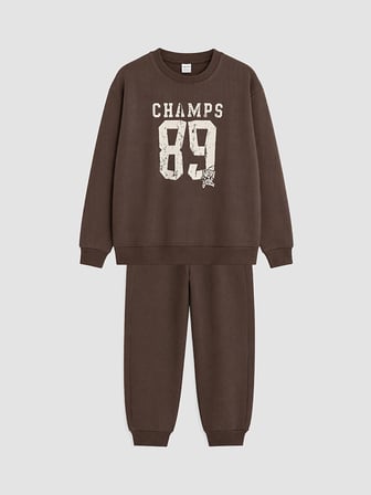 LCW Kids Kahverengi Baskılı Erkek Çocuk Eşofman Takım