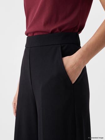 LCWAIKIKI Classic Siyah Beli Lastikli Geniş Paça Kadın Pantolon