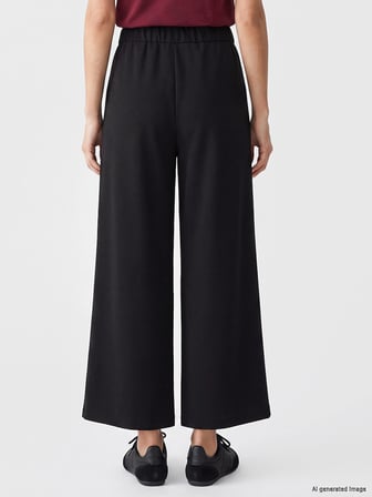LCWAIKIKI Classic Siyah Beli Lastikli Geniş Paça Kadın Pantolon