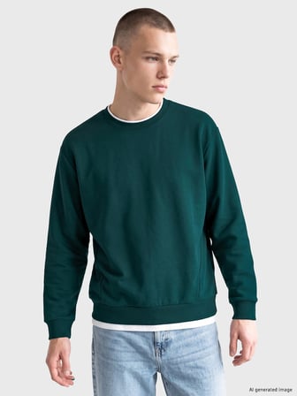XSIDE Yeşil Bisiklet Yaka Erkek Sweatshirt