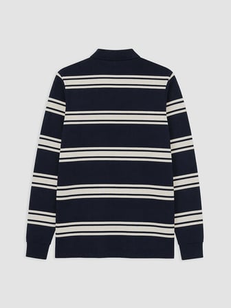 LCWAIKIKI Classic Lacivert Polo Yaka Çizgili Erkek Sweatshirt
