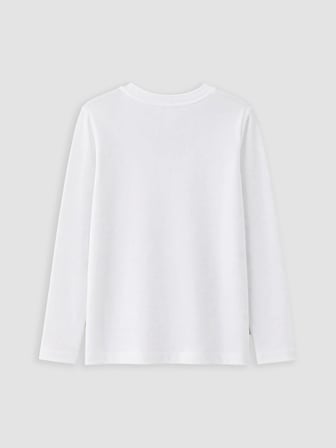 LCW Kids Beyaz Bisiklet Yaka Uzun Kollu Erkek Çocuk Tişört
