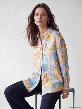LCW Modest Turuncu Desenli Oversize Kadın Gömlek Tunik