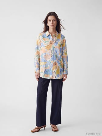 LCW Modest Turuncu Desenli Oversize Kadın Gömlek Tunik