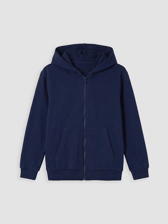 LCW Kids Lacivert Kapüşonlu Erkek Çocuk Fermuarlı Sweatshirt