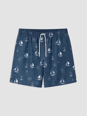 LCW SWIMWEAR Mavi Kısa Boy Desenli Erkek Deniz Şortu