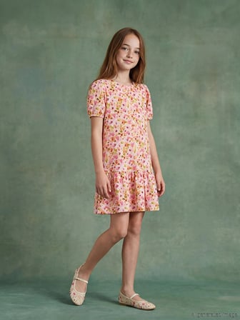LCW Kids Pembe Çiçekli Kız Çocuk Elbise