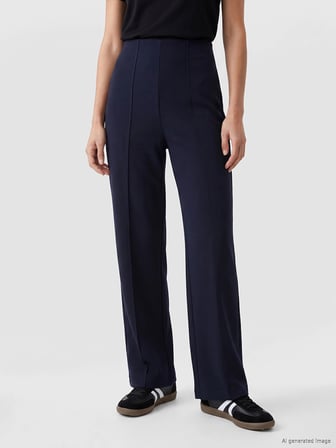LCWAIKIKI Classic Lacivert Beli Lastikli Soft Touch Kadın Pantolon