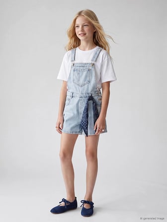 LCW Kids Mavi Kız Çocuk Jean Salopet ve Saç Bandı