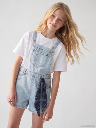 LCW Kids Mavi Kız Çocuk Jean Salopet ve Saç Bandı