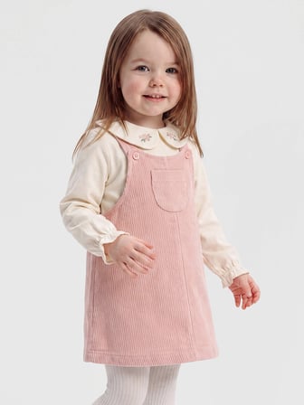 LCW baby Pembe Kız Bebek Kadife Salopet Takım