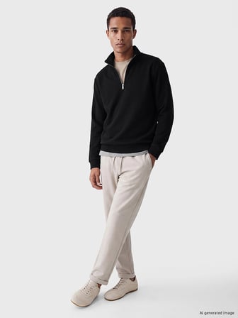 LCW Vision Siyah Dik Yaka Erkek Sweatshirt