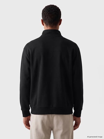 LCW Vision Siyah Dik Yaka Erkek Sweatshirt