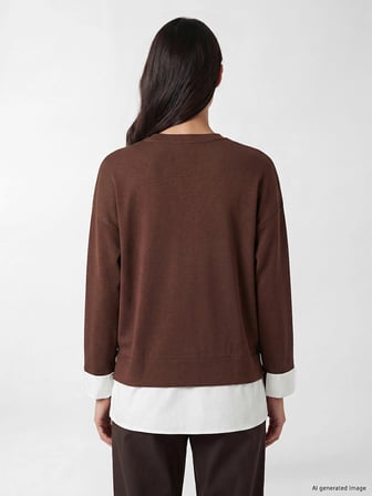 LCW EVERYDAY Kahverengi Soft Touch Oversize Kadın Sweatshirt Tunik
