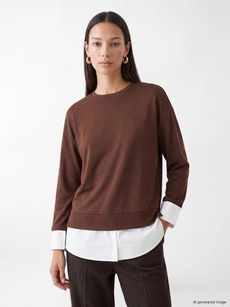 LCW EVERYDAY Kahverengi Soft Touch Oversize Kadın Sweatshirt Tunik