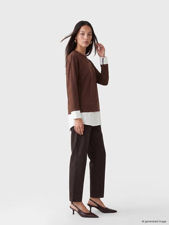 LCW EVERYDAY Kahverengi Soft Touch Oversize Kadın Sweatshirt Tunik