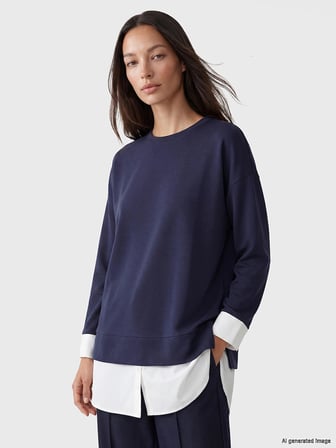 LCW EVERYDAY Mavi Soft Touch Oversize Kadın Sweatshirt Tunik