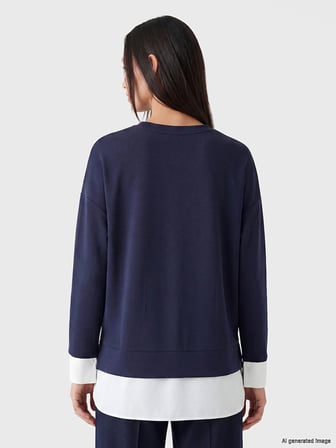 LCW EVERYDAY Mavi Soft Touch Oversize Kadın Sweatshirt Tunik