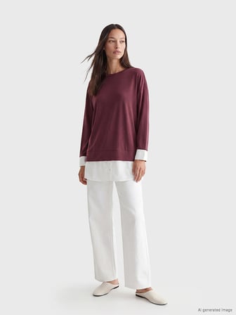 LCW EVERYDAY Mürdüm Soft Touch Oversize Kadın Sweatshirt Tunik