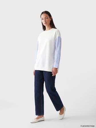 LCW EVERYDAY Beyaz Soft Touch Oversize Kadın Sweatshirt Tunik