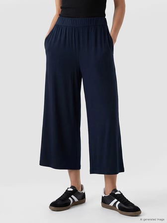 LCWAIKIKI Basic Lacivert Beli Lastikli Kadın Kapri