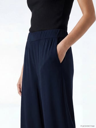 LCWAIKIKI Basic Lacivert Beli Lastikli Kadın Kapri
