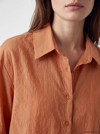 LCW Modest Turuncu Çizgili Oversize Kadın Gömlek Tunik