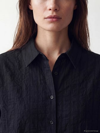 LCW Modest Siyah Çizgili Oversize Kadın Gömlek Tunik