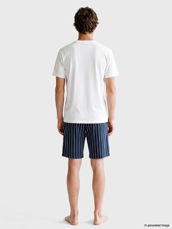 LC WAIKIKI Lacivert Regular Fit Baskılı Erkek Şortlu Pijama Takımı