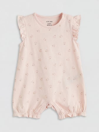 LCW baby Bej Baskılı Kız Bebek Tulum 2'li