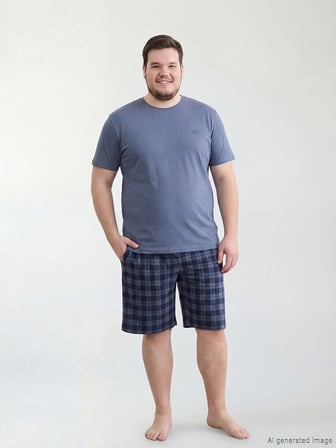 LC WAIKIKI Lacivert Standart Kalıp Ekose Erkek Pijama Takımı