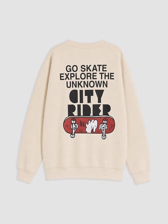 LCW Kids Bej Baskılı Erkek Çocuk Kalın Sweatshirt