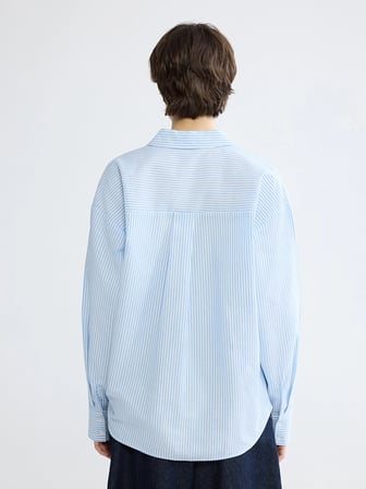 XSIDE Mavi Çizgili Oversize Poplin Kadın Gömlek