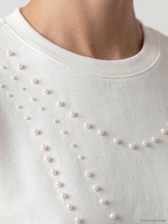 LCW EVERYDAY Beyaz İnci İşlemeli Soft Touch Kadın Tunik