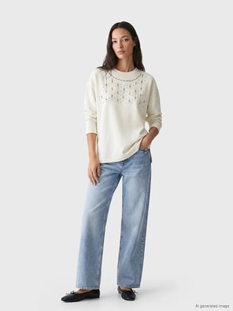 LCW EVERYDAY Bej Taşlı Soft Touch Kadın Tunik