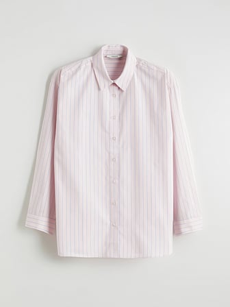 XSIDE Pembe Çizgili Poplin Kadın Gömlek