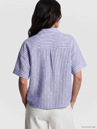 LCW Vision Mavi Çizgili Oversize Kadın Gömlek