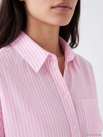 LCW Vision Pembe Çizgili Oversize Kadın Gömlek