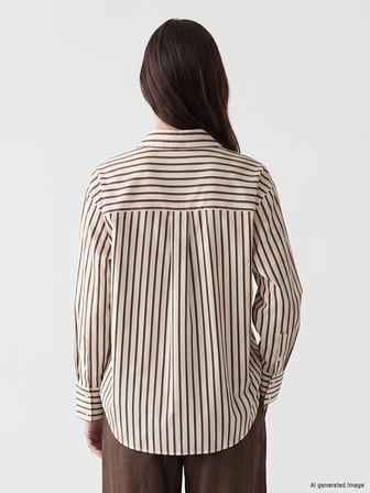 LCW Modest Sarı Çizgili Oversize Poplin Kadın Gömlek Tunik
