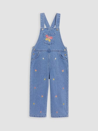 LCW Kids Mavi Nakışlı Kız Çocuk Jean Salopet