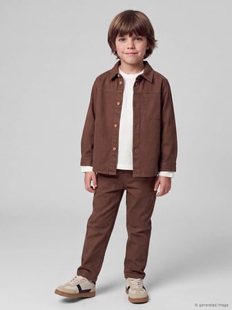 LCW Kids Kahverengi Gabardin Erkek Çocuk 3'lü Takım