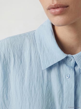 LCW EVERYDAY Mavi Çizgili Oversize Armürlü Kadın Gömlek