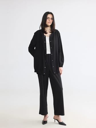 LCW EVERYDAY Siyah Kapüşonlu Kadın Tunik