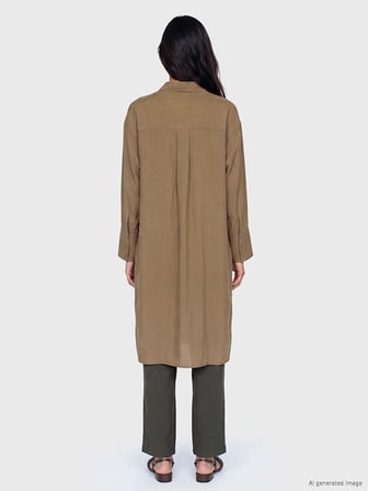 LCW Modest Yeşil Oversize Modal Karışımlı Kadın Gömlek Tunik
