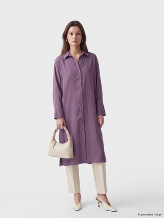 LCW Modest Mor Oversize Modal Karışımlı Kadın Gömlek Tunik