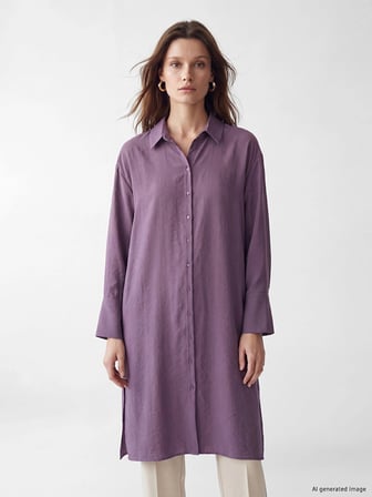 LCW Modest Mor Oversize Modal Karışımlı Kadın Gömlek Tunik
