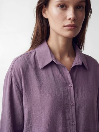 LCW Modest Mor Oversize Modal Karışımlı Kadın Gömlek Tunik
